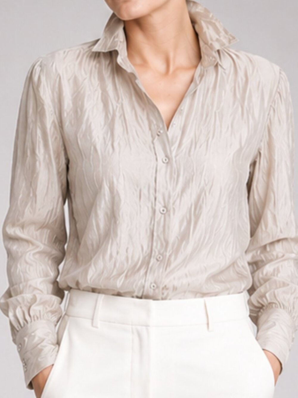 New, Ralph Lauren Black Label Crinkled Organza Puffed Silk Blend Blouse - Picture 16 of 16
